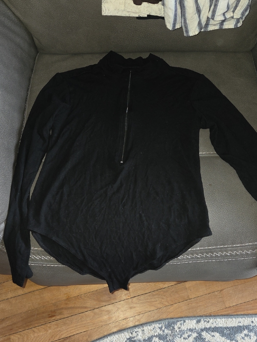 Mango Black Long Sleeve Zip-Front Bodysuit